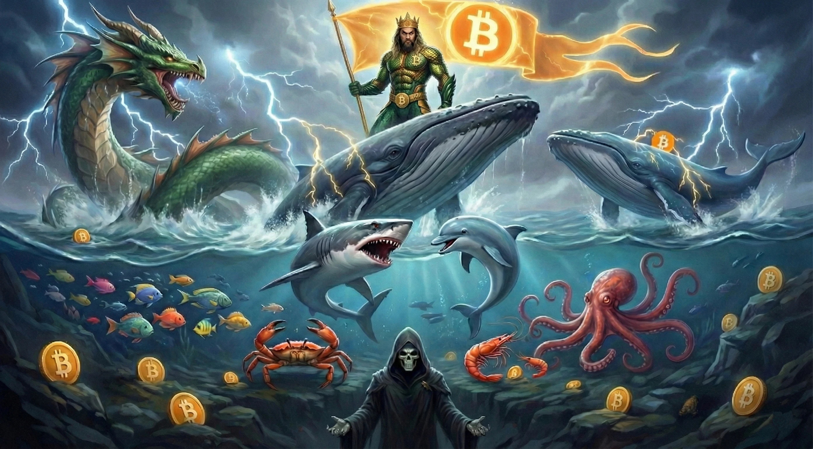 Bitcoin holder tiers from Shrimp to Sovereign
